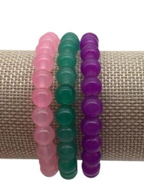 Set of (3) Glass Beaded Stretch Bracelets (NWT) (Size: OSFM)